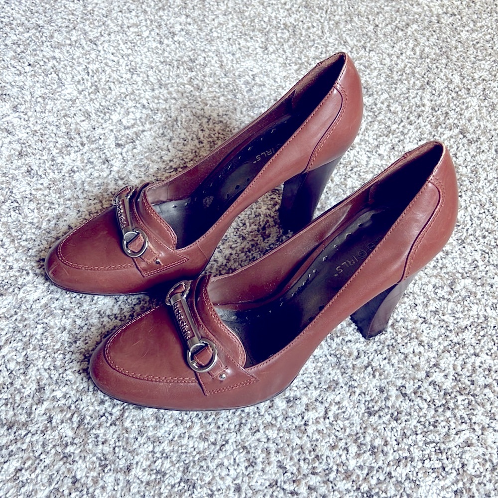 Brown BCBG Pumps with silver tone embellishment